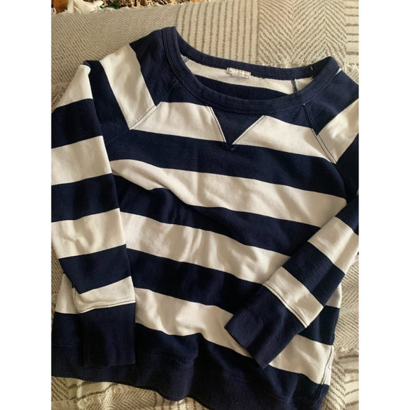 Blue and White Striped Gap Jersey Crewneck - Picture 2 of 5